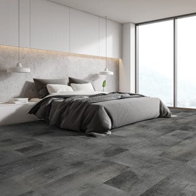 Corner,Of,Panoramic,Bedroom,With,White,And,Concrete,Walls,,Wooden Couvre-plancher Vinyle Deluxe - Dubai #2111
